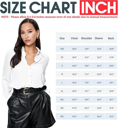 Vista 5 de Camisas de manga larga con botones para mujer, básicas, clásicas, suaves, con cuello a la moda, elegantes y casuales