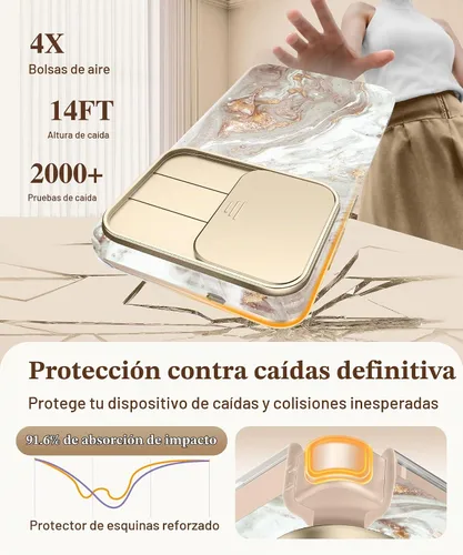 Vista 4 de GVIEWIN - Funda para Samsung Galaxy S26 Plus con cubierta deslizante para cámara de mármol Built-in Screen Protector, Military-Grade Shockproof