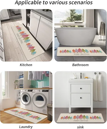 Vista 5 de Tapete de baño de Navidad para bañera, antideslizante, de secado rápido y absorbente, tierra de diatomeas, fregadero, dormitorio, cocina, tapete