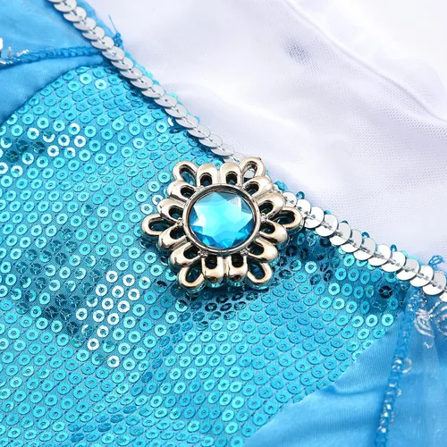 Vista 5 de Vestidos de princesa para niñas fiesta de nieve cosplay disfraz de Halloween de manga larga