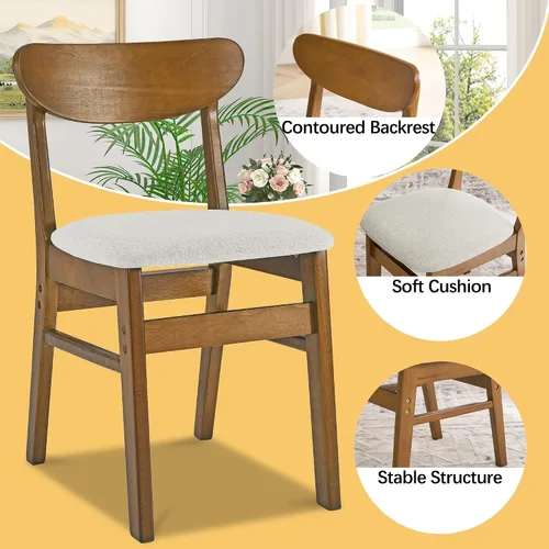 Vista 4 de Moderno juego de 2 piezas de sillas de comedor de madera, sillas de comedor de madera acolchadas suaves y modernas, son un complemento moderno