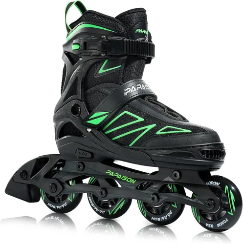 Vista 7 de PAPAISON Patines en línea para niños de 5 a 8 años, 8 a 12 años, tamaño ajustable, patines con cuchillas para principiantes para niños y jóvenes