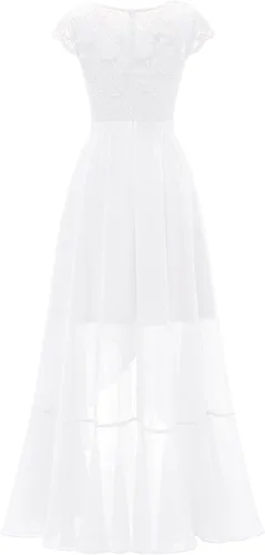 Vista 6 de Daisyaner Vestido largo formal de encaje floral para mujer, con cuello en V, vestido elegante para fiesta de noche, vestido de graduación