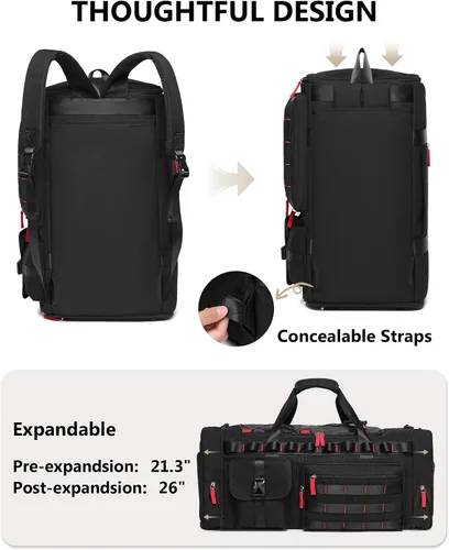 Vista 4 de Bolsas de gimnasio para hombres y mujeres, 45L grande de viaje de fin de semana, mochila deportiva con zapatos y compartimento para laptop, bolsa