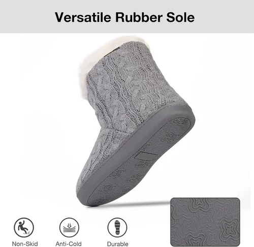 Vista 6 de HomeTop Women's Fuzzy Memory Foam Boot Slippers with Indoor Outdoor Rubber Sole