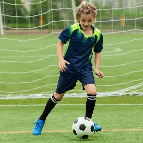 Vista 2 de JABASIC - Tacos de fútbol para exteriores para niños, zapatos de fútbol atléticos y firmes