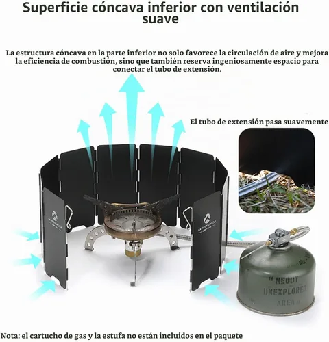 Vista 7 de Campingmoon - Parabrisas para estufa de campamento, 10 placas de aluminio Negro 5.9 pulgadas de altura (BKYD-8)