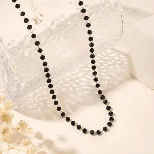Vista 88 de Gargantilla con cuentas para mujer, chapada en oro de 18 quilates, gargantilla delicada para mujer