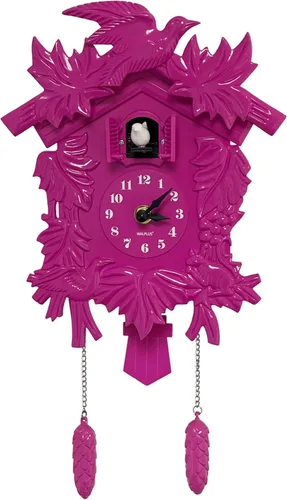 Vista 4 de WALPLUS Reloj de pared clásico de cuco rosa con diseño de pájaro colgante para decoración del hogar, reloj de Navidad, regalos