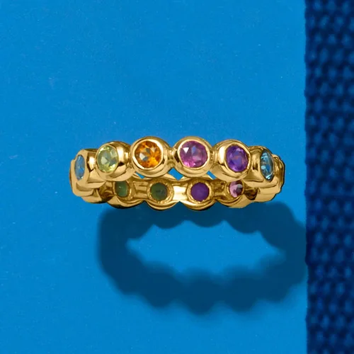 Vista 5 de Ross-Simons Anillo de eternidad con piedras preciosas múltiples de 1,10 qt en oro de 18 quilates sobre plata esterlina