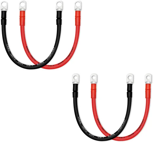 Vista 29 de Cable de batería, cables de batería 2 AWG con terminales, 2 cables de batería de cobre (1 pie).