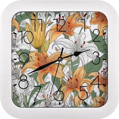 Vista 12 de 10" Square Modern Wall Clock,Animal Feathers Print Kitchen Clocks Wall Battery Operated,Silent Non Ticking Unique Funny Cute Wall Clock for Living