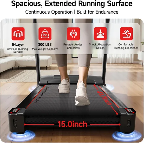 Vista 12 de RHYTHM FUN 8.0 MPH Treadmills for Home, Running Walking Pad Treadmill with Incline up to 8%, Foldable Treadmill with Handle Bar, Low Noise Walking