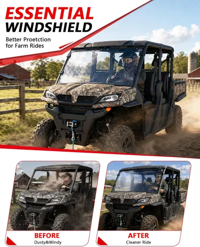 Vista 13 de StarknightMT Parabrisas UFORCE 1000 resistente a los arañazos – Parabrisas UFORCE compatible con CFMOTO UFORCE 1000/1000 XL 2019-2025, resistente