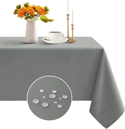 Vista 12 de Romanstile Mantel rectangular – Impermeable y resistente a las arrugas, mantel de poliéster lavable para cocina, comedor, fiesta, boda, uso en Beige