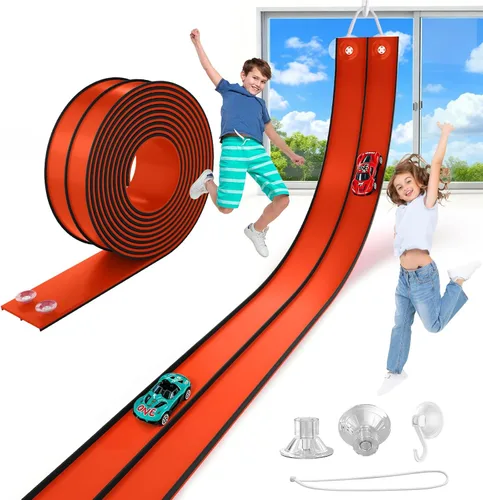 Vista 9 de TAEMVV Pista de carreras flexible para niños, juego de pistas de doble