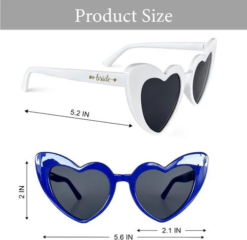 Vista 6 de LADY&HOME 10 pares de lentes de sol en forma de corazón, gafas de sol de despedida de soltera con forma de corazón, suministros para regalos de Azul