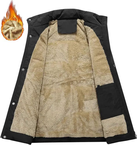 Vista 4 de EKLENTSON Chaleco para hombres invierno grueso forro polar resistente al viento al aire libre chaleco calentado