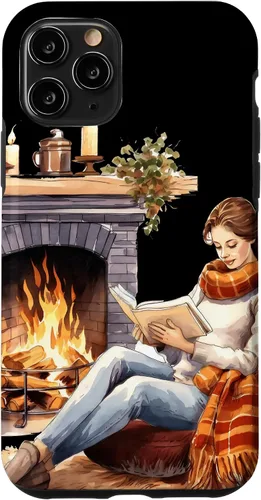 Vista 27 de iPhone 16 Book Reading In Fireplace Reader Bookworm Girls Women Case