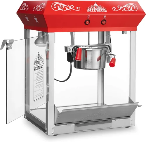 Vista 3 de Máquina de palomitas de maíz estilo barra Olde Midway, máquina de palomitas de 4 onzas, roja
