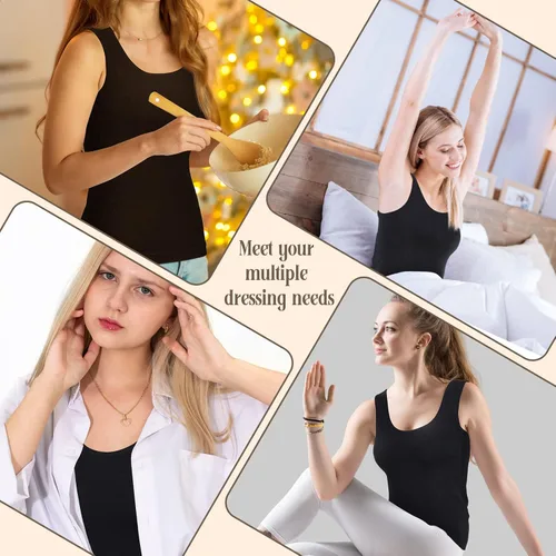 Vista 5 de Neer Ropa interior con forro polar para mujer, camiseta sin mangas cálida de algodón, ropa interior térmica para mujer, camisola sin mangas, capa