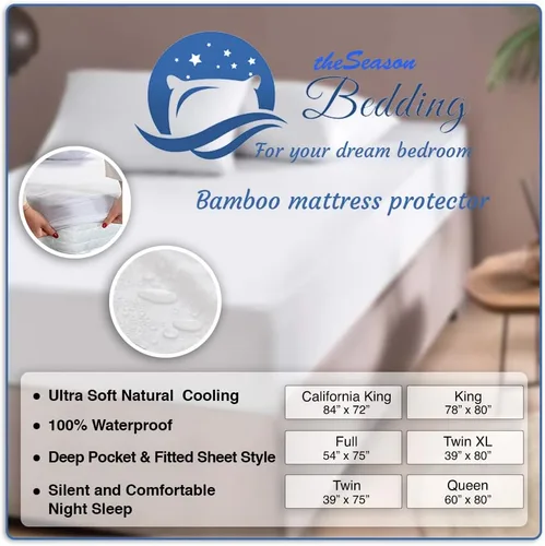 Vista 7 de Protector de colchón de mezcla de algodón turco que proporciona una superposición impermeable confiable y flexible, protección contra la humedad