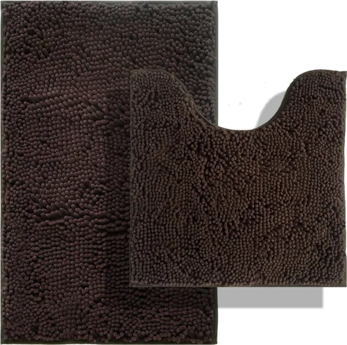 Vista 28 de Juegos de alfombras de baño de 2 piezas, alfombra de baño de felpilla extra suave ultra absorbente, alfombra de baño con base antideslizante de PVC