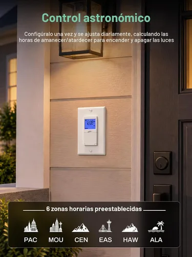 Vista 2 de BN-LINK Interruptor de temporizador astronómico programable de 7 días para luces, amanecer puesta de sol programable interruptor de luz temporizador