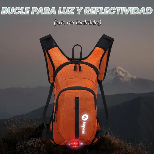 Vista 2 de Nepest Hydration Pack Backpack with 2L Water Bladder Reflective Lightweight Water Pack, Hydropack bag for Hiking, Running, Biking, Cycling, Naranja