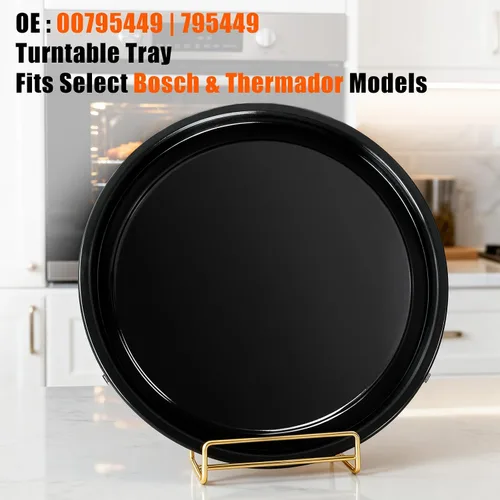 Vista 2 de 00795449 Bandeja giratoria para hornos microondas Bosch Thermado modelos seleccionados Reemplazo de placa negra de metal que reemplaza 795449