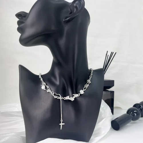 Vista 83 de Y2k - Collar irregular con dije de estrella, piedra de luna, diseño de cadena de moda, joyería de plata picante para mujer