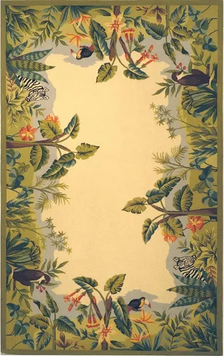 Vista 13 de SAFAVIEH Chelsea Collection - Alfombra decorativa de 1 pies 8 pulgadas x 2 pies 6 pulgadas, beige y verde, lana de campo francesa enganchada a mano