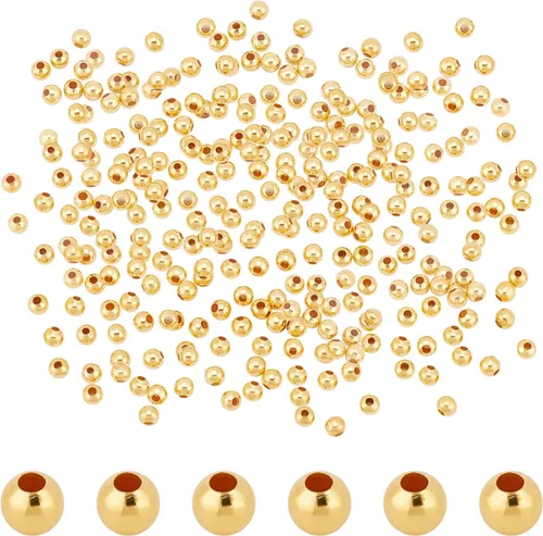 Vista 9 de PH PandaHall 800 cuentas espaciadoras redondas doradas de hierro de 0.197 in para la fabricación de joyas