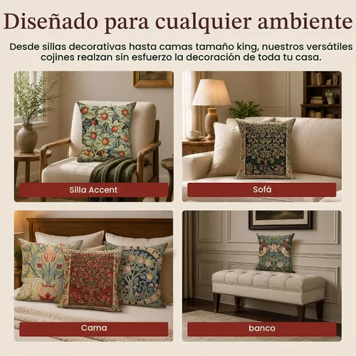 Vista 6 de Fundas de almohada Charlotte Home Furnishings, fundas de almohada decorativas boho para sofá, fundas de cojín cuadradas Árbol de la Vida de luz