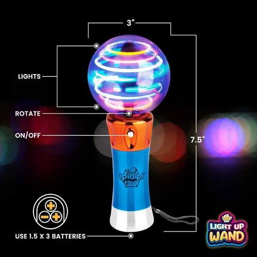 Vista 6 de Varita de luz para niños en caja de regalo, varita de juguete LED giratoria para niños y niñas, juguetes sensoriales de princesa mágica para niños