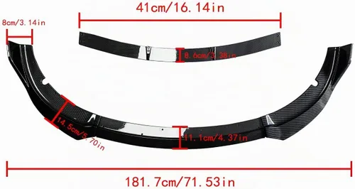 Vista 5 de CHIESMA Para cargador de labio frontal para Dodge Charger SRT Hellcat Scat Widebody 2020-2023, parachoques delantero divisor 4 piezas ABS pintado
