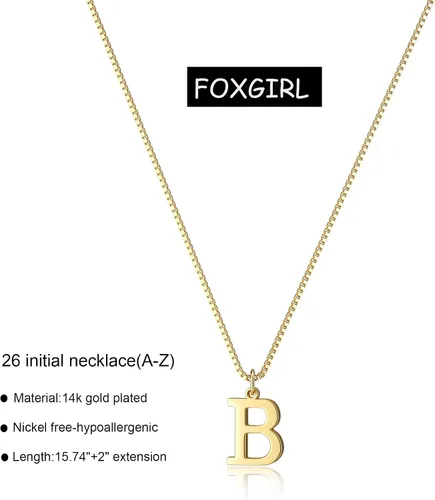 Vista 6 de Foxgirl Gold Initial Necklaces for Women Girls, Dainty Gold Letter Necklace Tiny A-Z Pendant Choker Necklace Trendy Cute Personalized Monogram Name