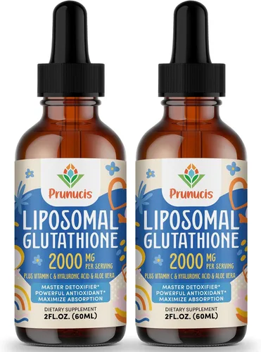 Vista 8 de Prunucis Líquido de glutatión liposomal de 2000 MG, 98% de absorción, suplemento activo de L-glutatión, apto para veganos, potente complejo