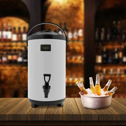 Vista 4 de Dispensador de bebidas calientes, dispensador de bebidas con aislamiento de acero inoxidable de 12 L, dispensador de bebidas frías y calientes