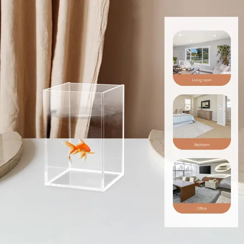 Vista 5 de 2 unids acuario pecera terrario tazón suculento plantador sin borde acuarios pecera pecera multifunción pecera decorativa Goldfish Tank Betta Fish