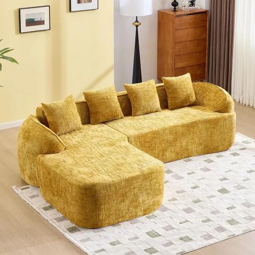 Vista 10 de Sofá Sillones para sala de tela de felpilla de 101 pulgadas, sofá para sala con esponja de alta elasticidad, sofás para sala con diseño