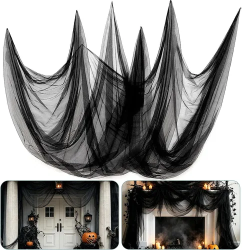 Vista 14 de 2Pcs 13x10ft Ultra-fine Mesh Mosquito Net, for Halloween Black Gauze Cloth Negro