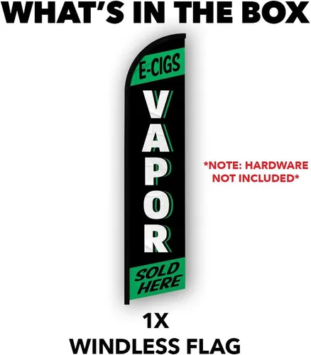 Vista 4 de Infinity Republic - Bandera de manga completa sin viento de vapor (verde y negro) - Perfecto para tiendas de humo, negocios, tiendas de vapeo