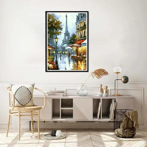 Vista 4 de Yomiie Kits de pintura por números para adultos, kits de pintura acrílica de lienzo de paisaje urbano, fácil de pintar por números