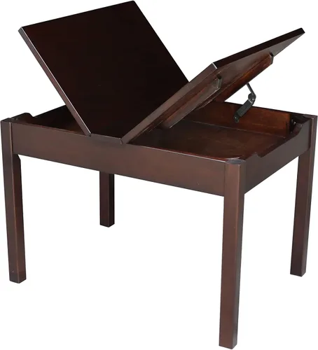 Vista 6 de IC International Concepts Mesa juvenil con tapa elevable, almacenamiento oculto, construcción de madera duradera, ideal para salas