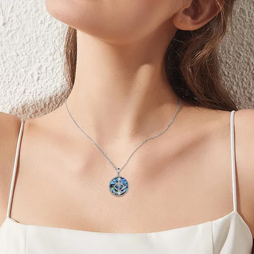Vista 3 de SHEAISRS Moon Sun Star Necklace 925 Sterling Silver Abalone Shell Celestial Jewelry Gift for Women
