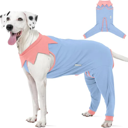 Vista 11 de FUAMEY Traje de recuperación para perros con manga acolchada para la pierna trasera, mameluco para perro con cremallera para cirugía