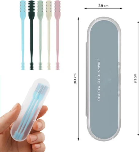 Vista 5 de Bloame - Recortador de nariz de doble cabeza con caja de almacenamiento, giratorio de 360 grados, lavable con cepillo de limpieza, implemento