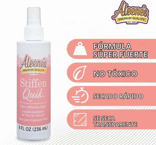 Vista 3 de Aleene's 15581 Stiffen-Quick - Espray de refuerzo de tela (8 onzas), Versión original, el empaque puede variar