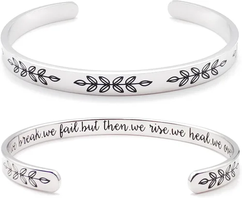 Vista 147 de Pulseras inspiradoras para mujer, joyería de acero inoxidable, con refranes, pulsera motivacional con mensaje oculto, pulseras grabadas para mejor